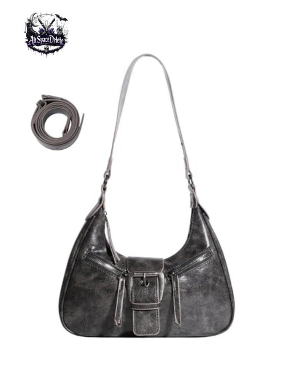 Vegan PU Leather Y2K Hobo Shoulder Bag Small Buckle Purse